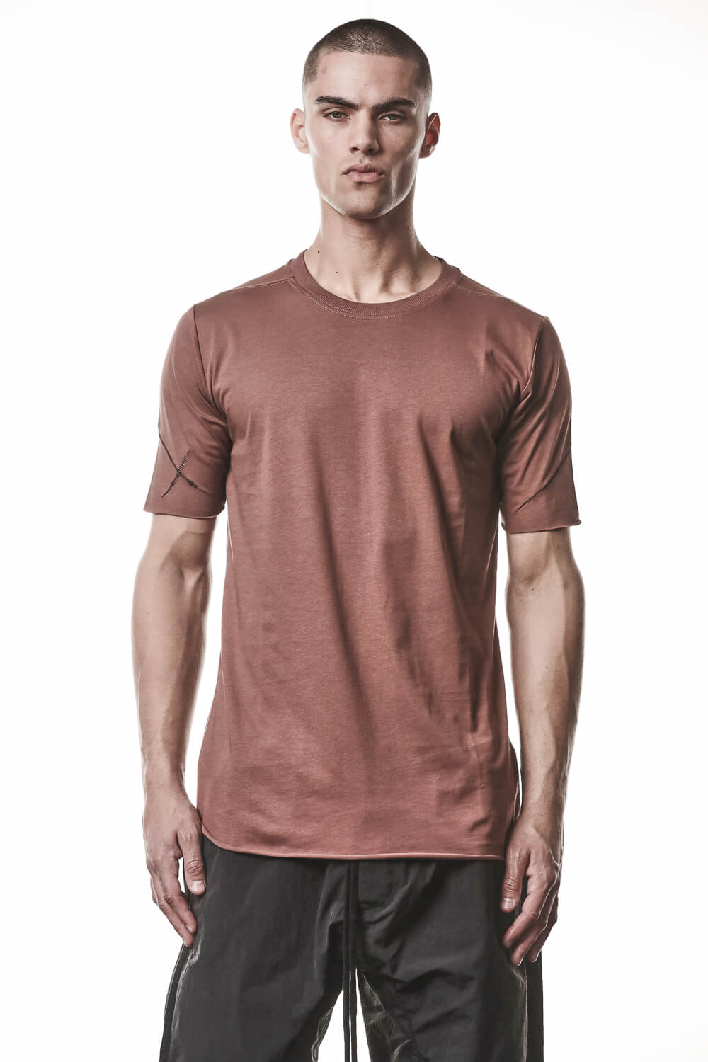M TS 924 Raw Cut Hem T-Shirt Terracotta