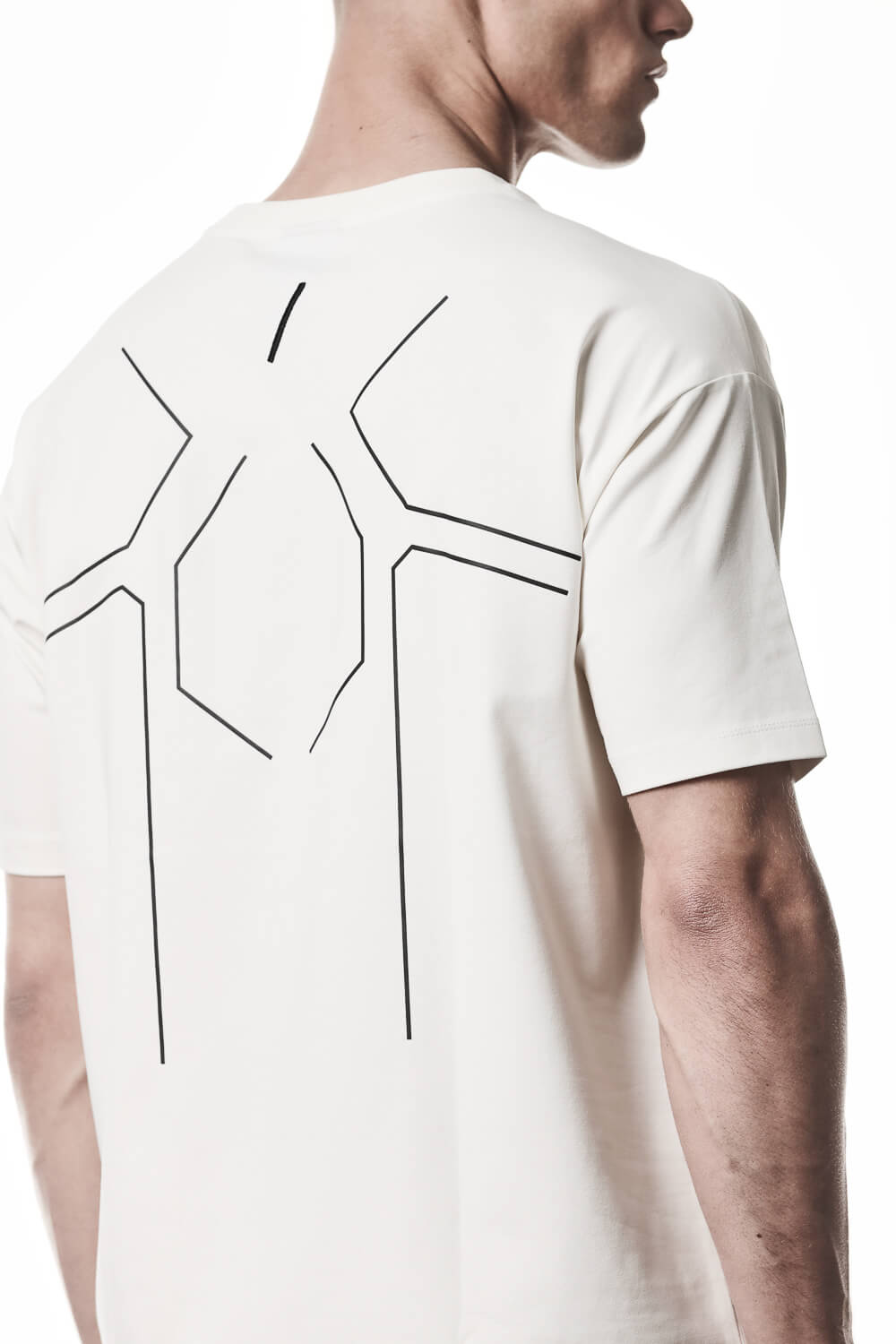 M TS 936 Reflective Back Print T-Shirt Cream