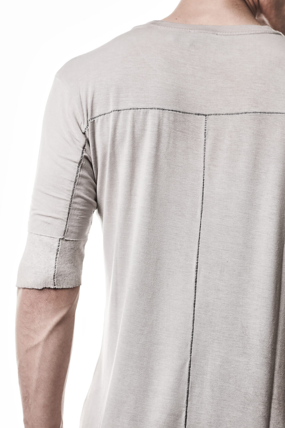 M TS 940 Raw Cut Hem Crew Neck T-Shirt Light Beige