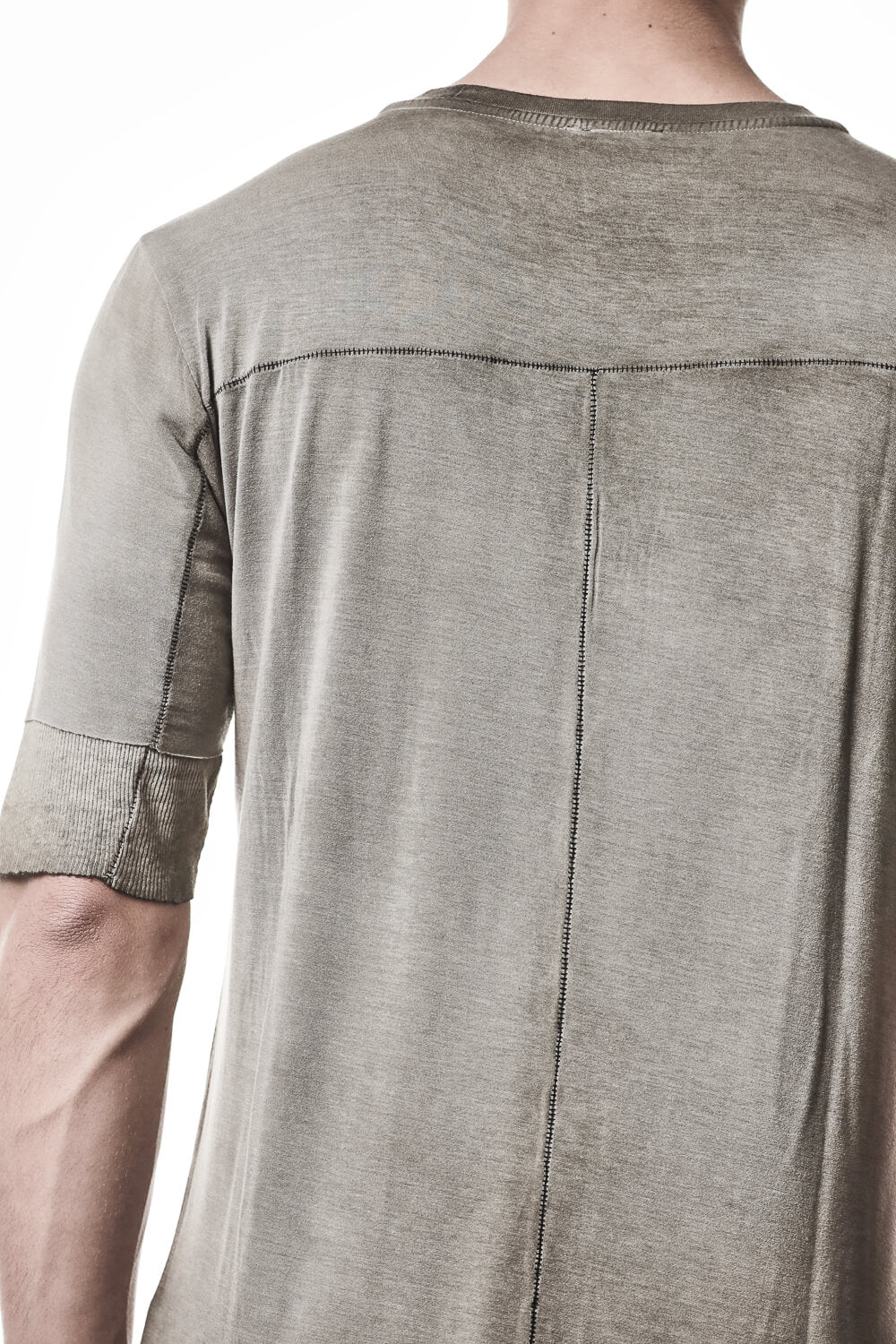 M TS 940 Raw Cut Hem Crew Neck T-Shirt Light Olive