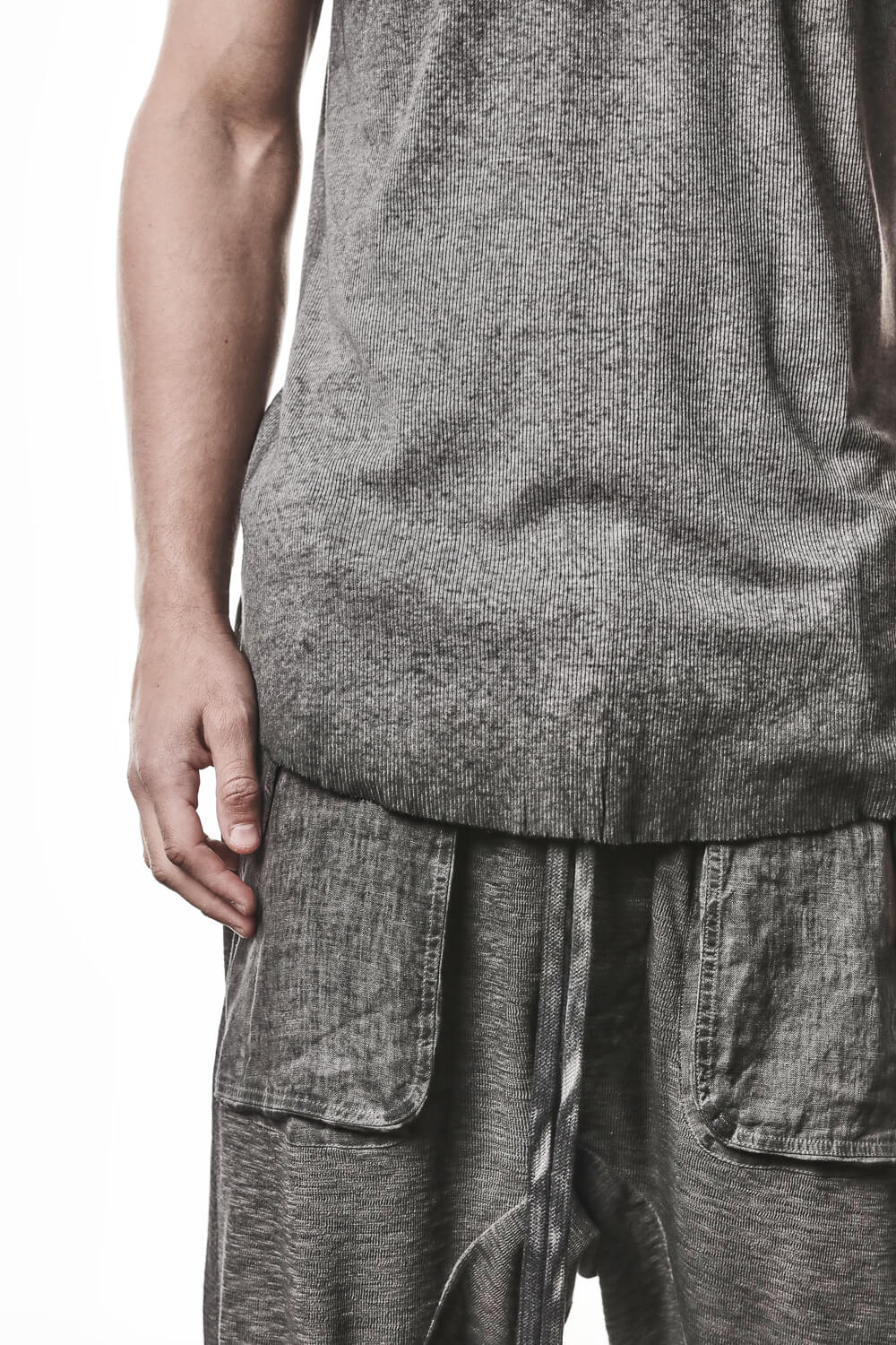 M TS 947 Cotton/Linen Ribbed Tank Top Grey
