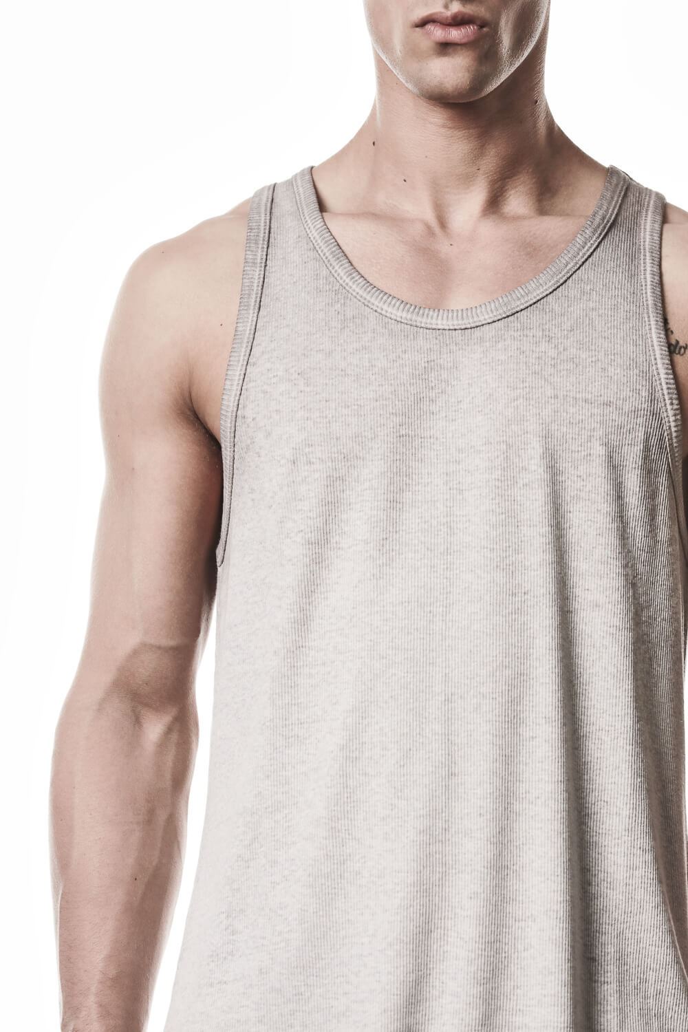 M TS 947 Cotton/Linen Ribbed Tank Top Light Beige