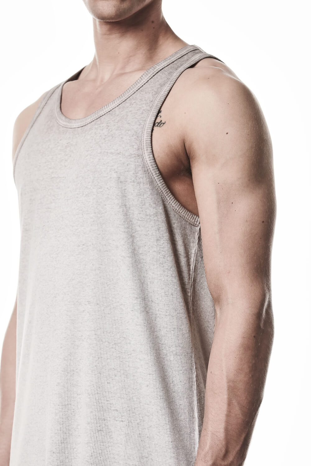 M TS 947 Cotton/Linen Ribbed Tank Top Light Beige