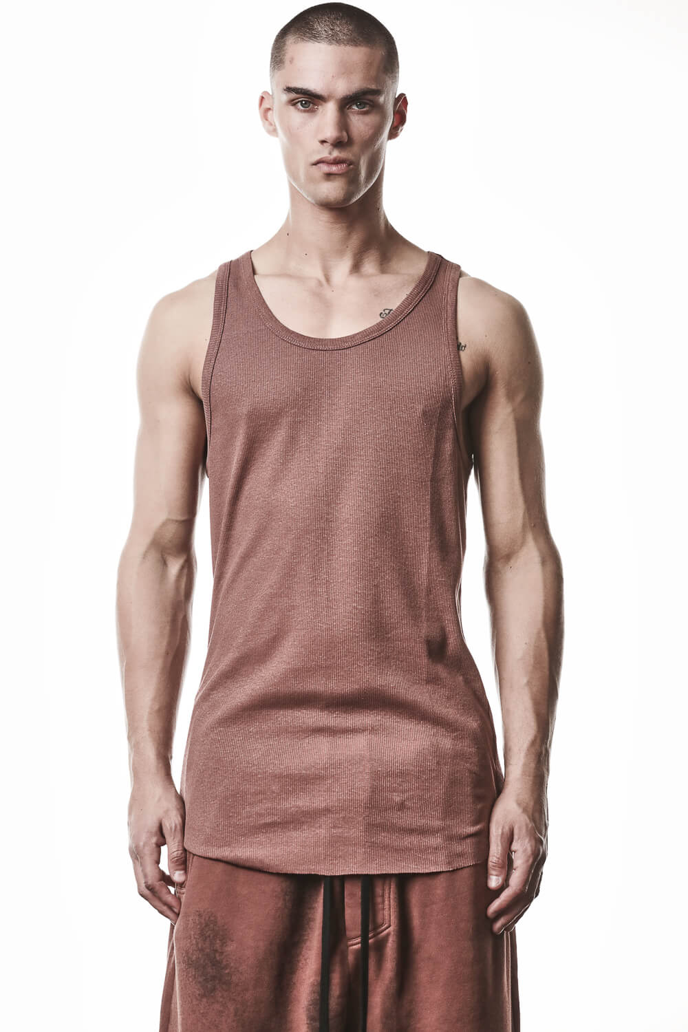 M TS 947 Cotton/Linen Ribbed Tank Top Terracotta