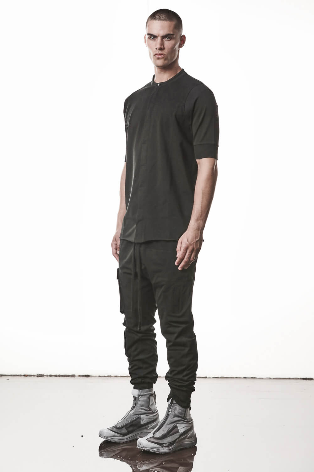 M TS 951 Cotton Stand Up Collar T-Shirt Black