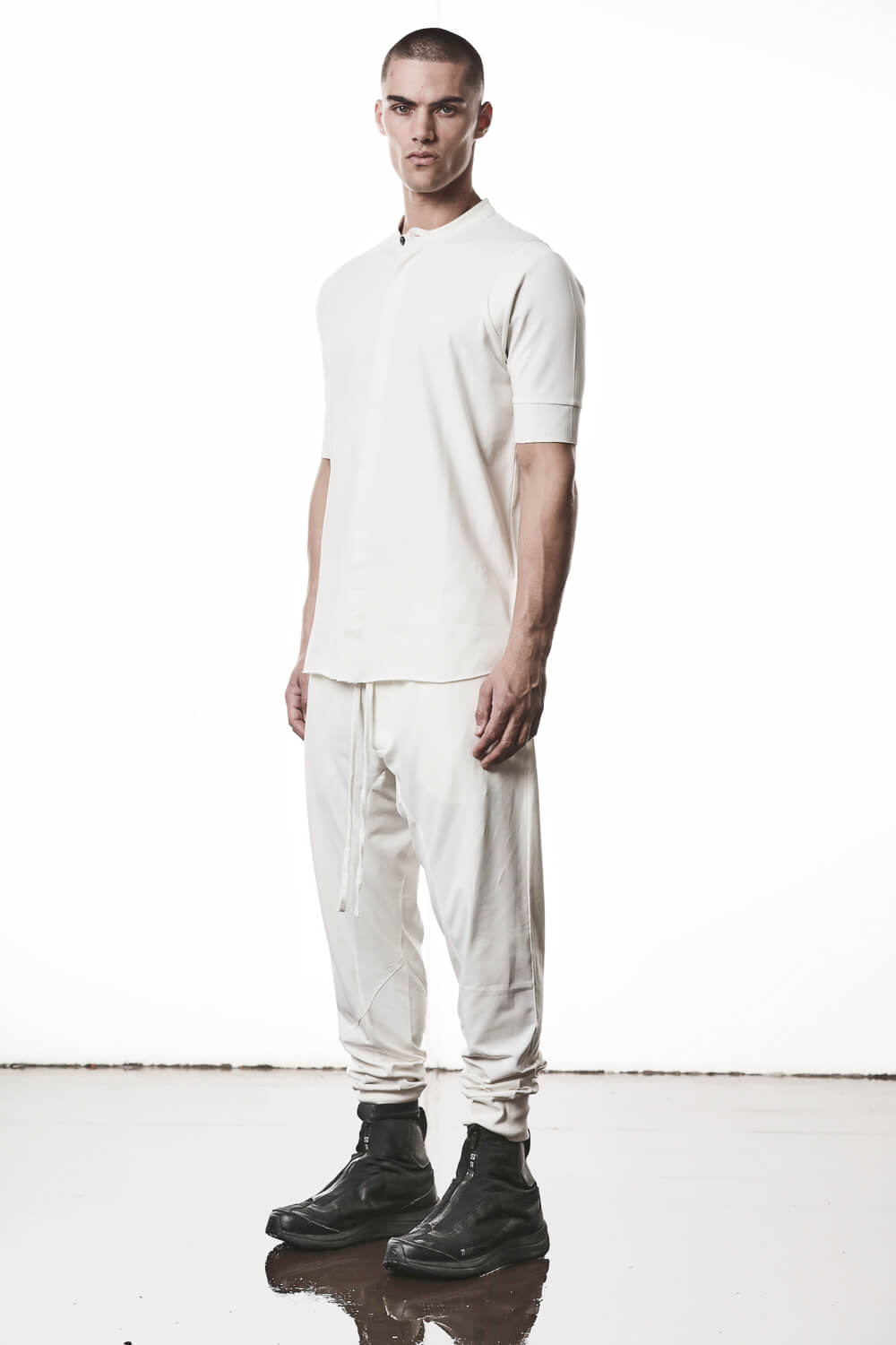 M TS 951 Cotton Stand Up Collar T-Shirt Cream