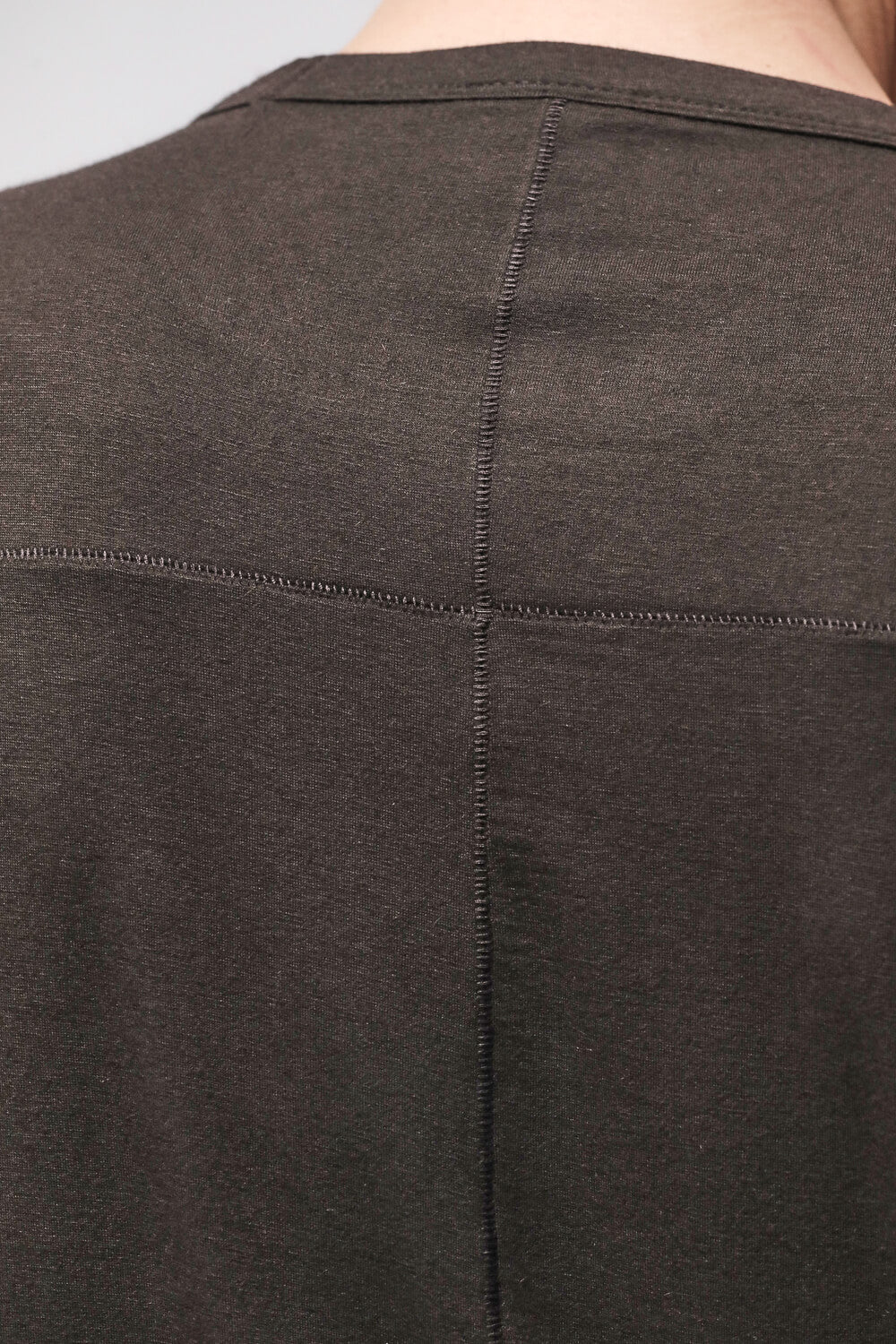 M TS 961 L/S Raw Hem Stitching Detail T-Shirt Dark Brown