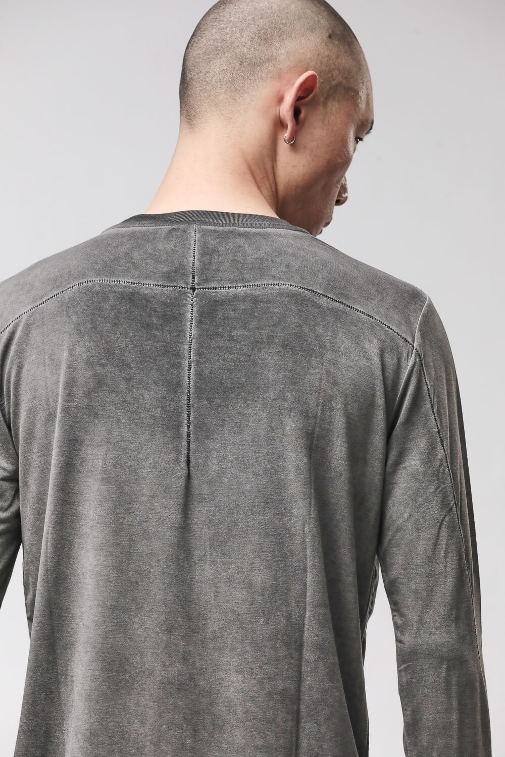 M TS 970 L/S Thumbhole Stitching Detail T-Shirt Grey