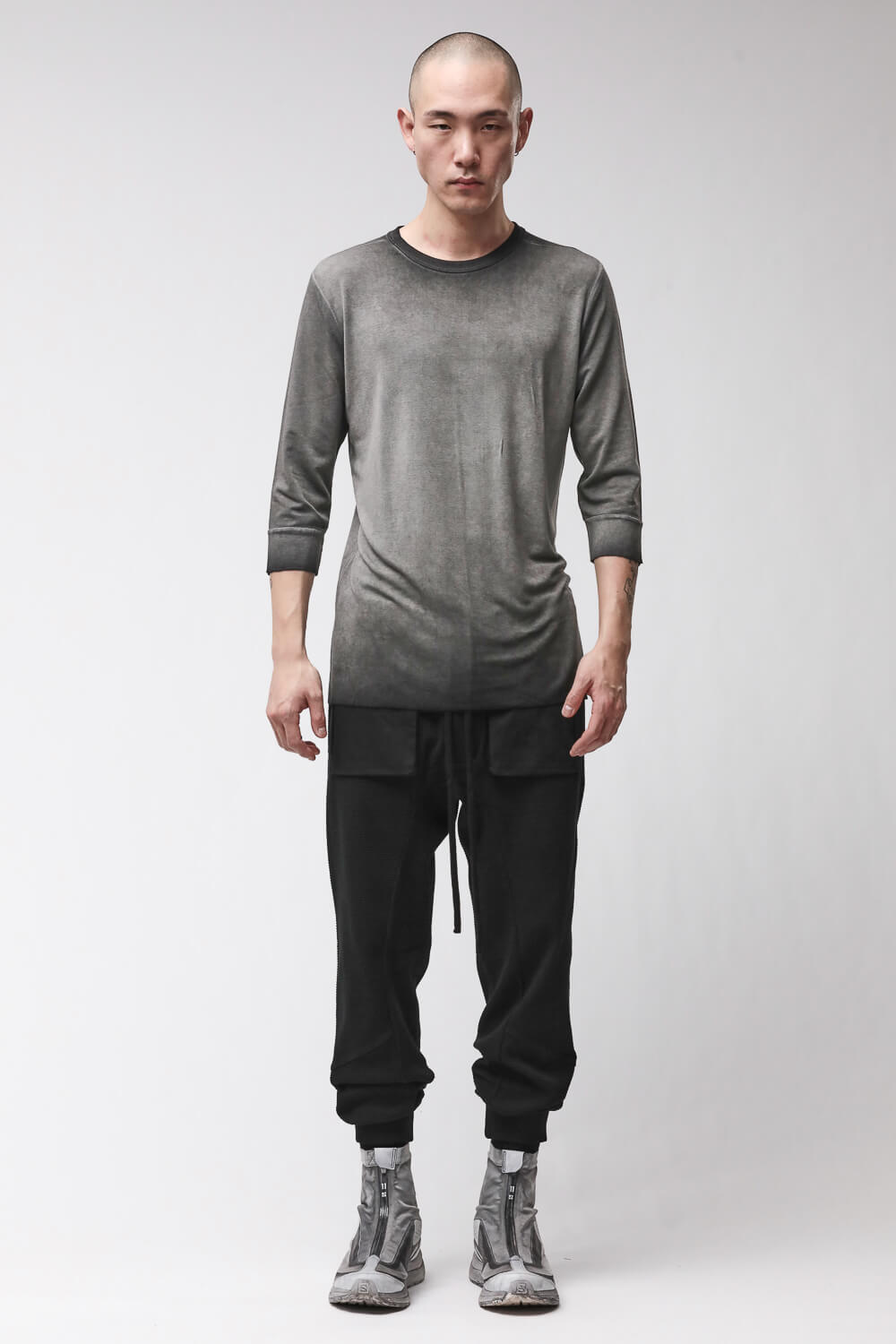 M TS 978 Round Neck 3/4 Sleeve T-Shirt Grey