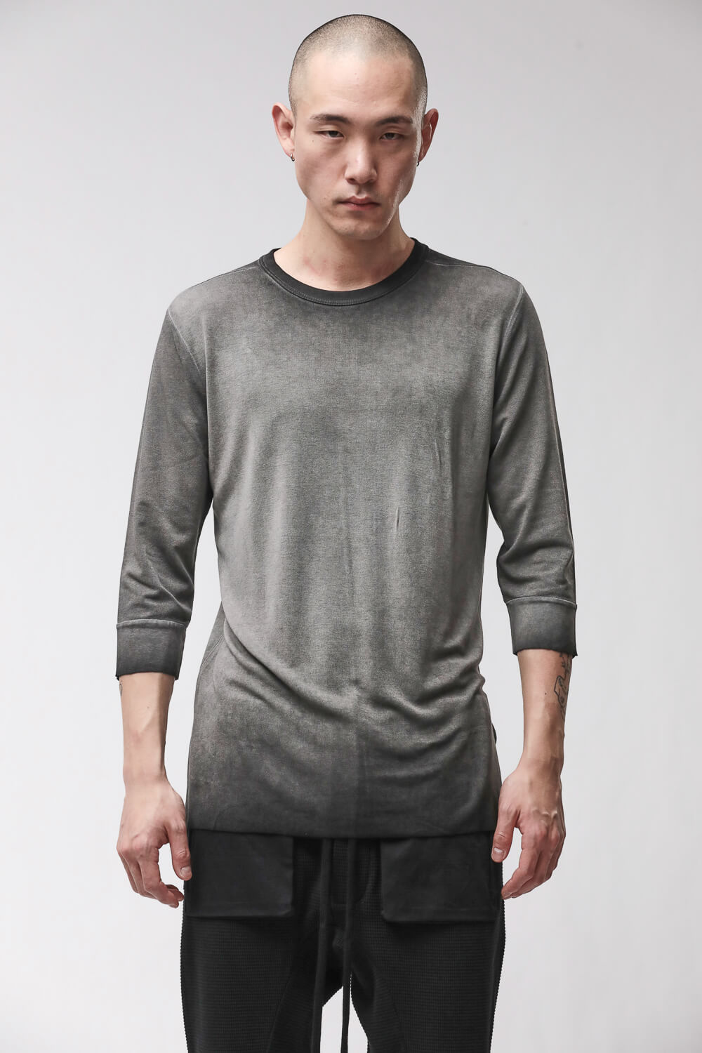 M TS 978 Round Neck 3/4 Sleeve T-Shirt Grey