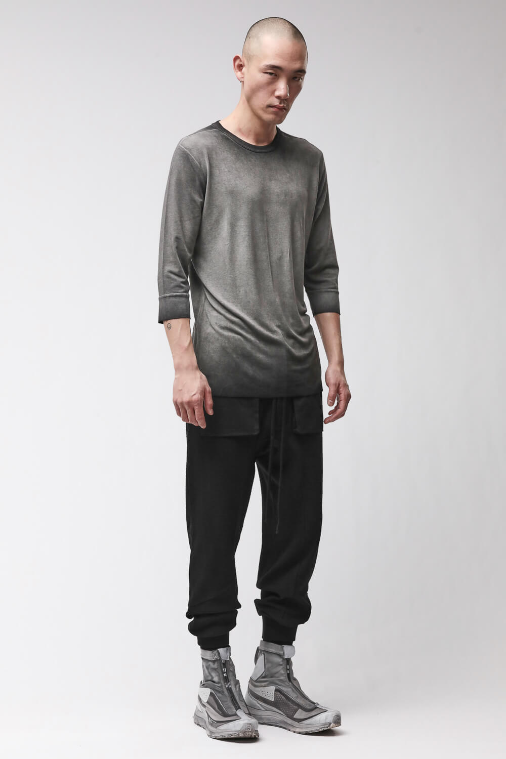 M TS 978 Round Neck 3/4 Sleeve T-Shirt Grey