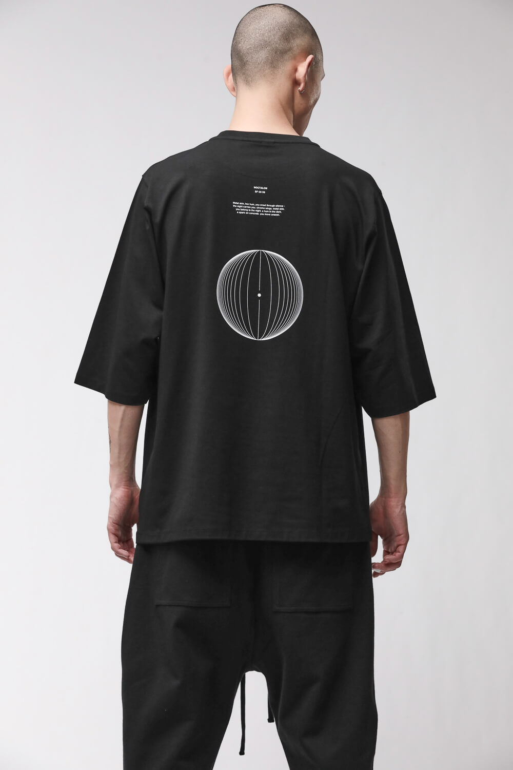 M TS 995 Back Print 3/4 Sleeve T-Shirt Black