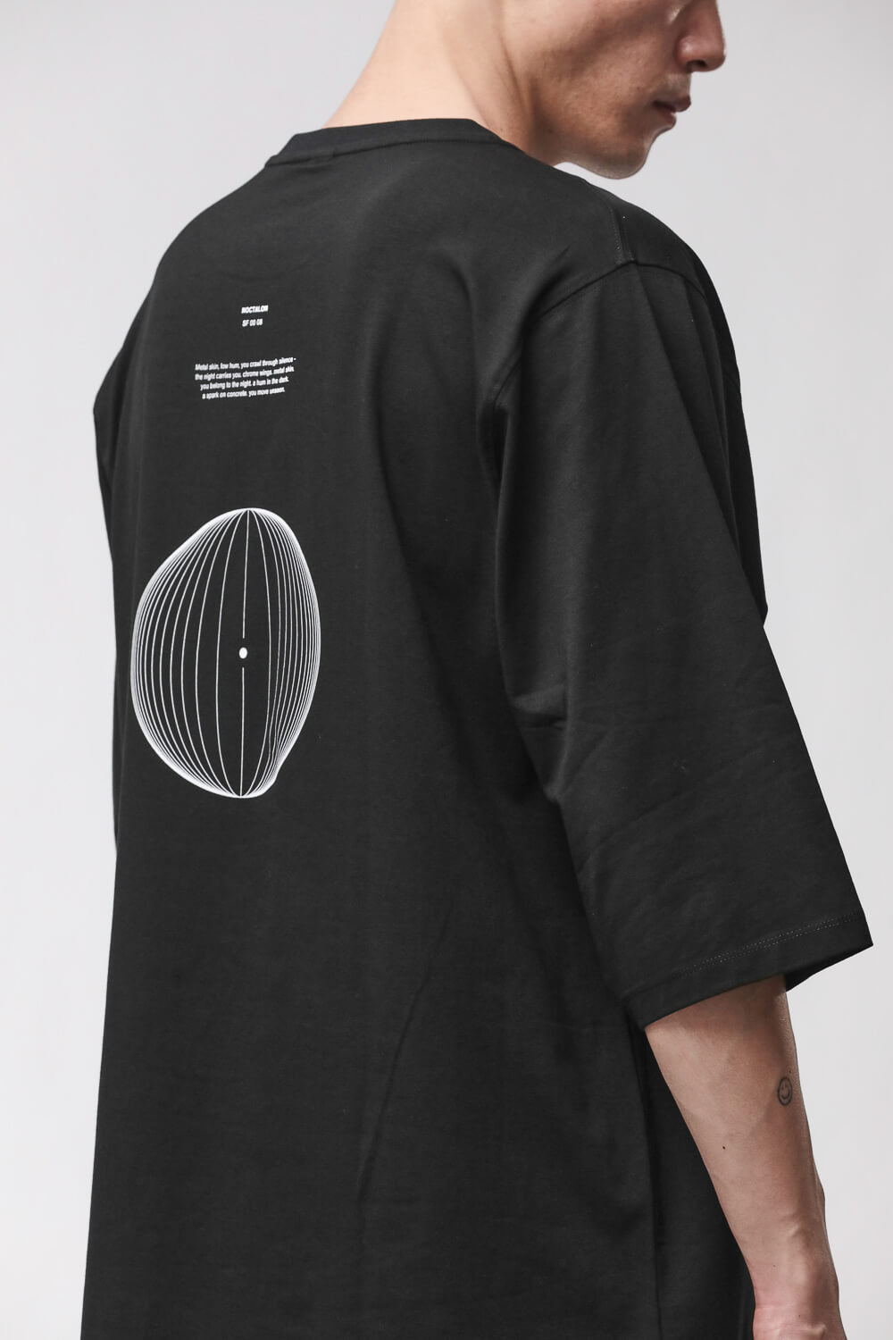 M TS 995 Back Print 3/4 Sleeve T-Shirt Black