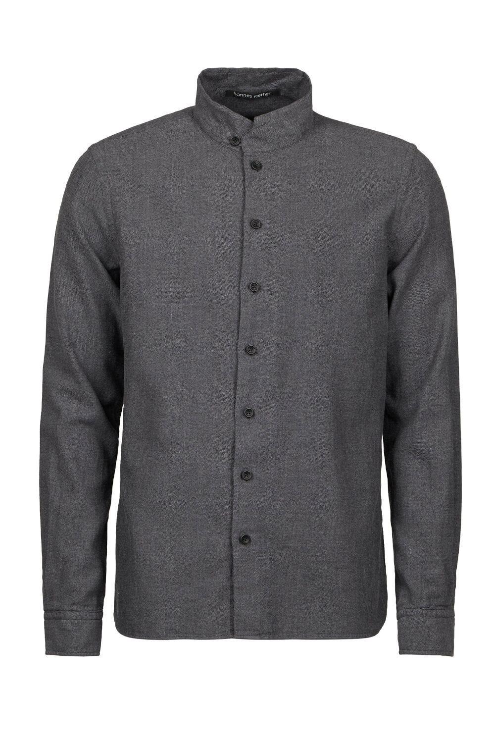 Mandarin Collar Button-Up Shirt Grey