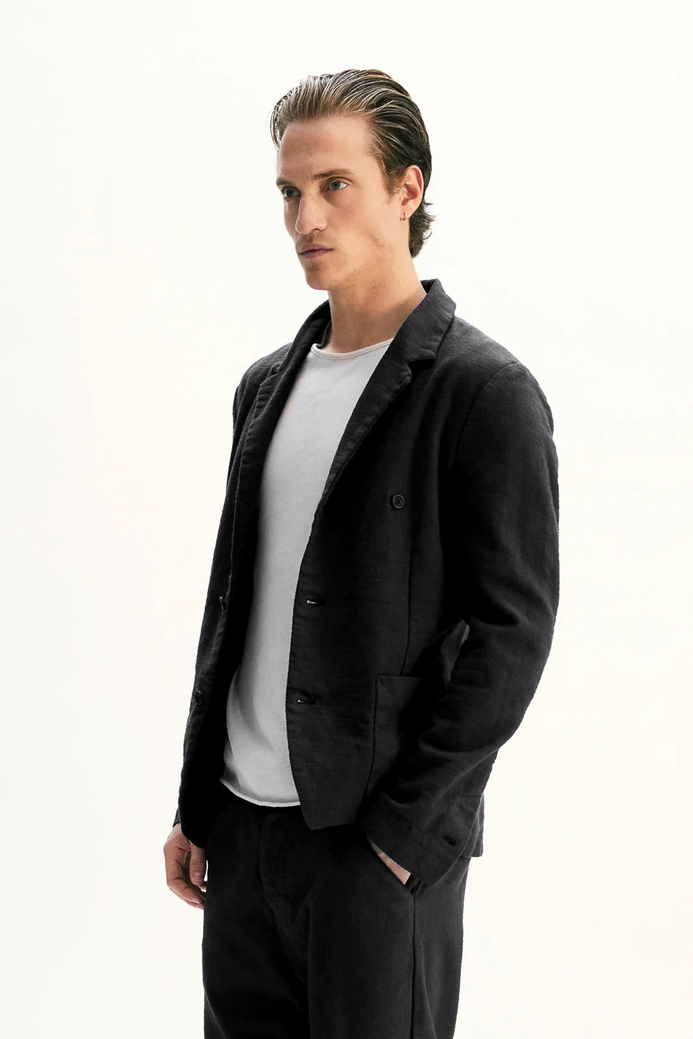 Mandarin Collar Blazer Black