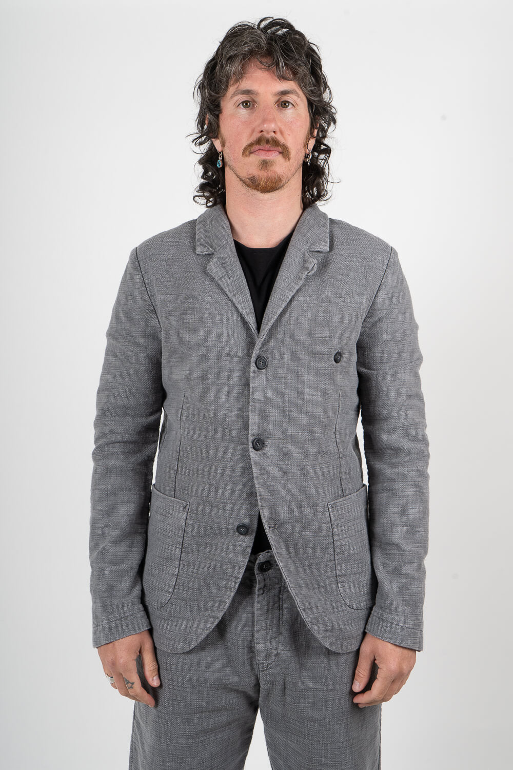 Mandarin Collar Blazer Grey
