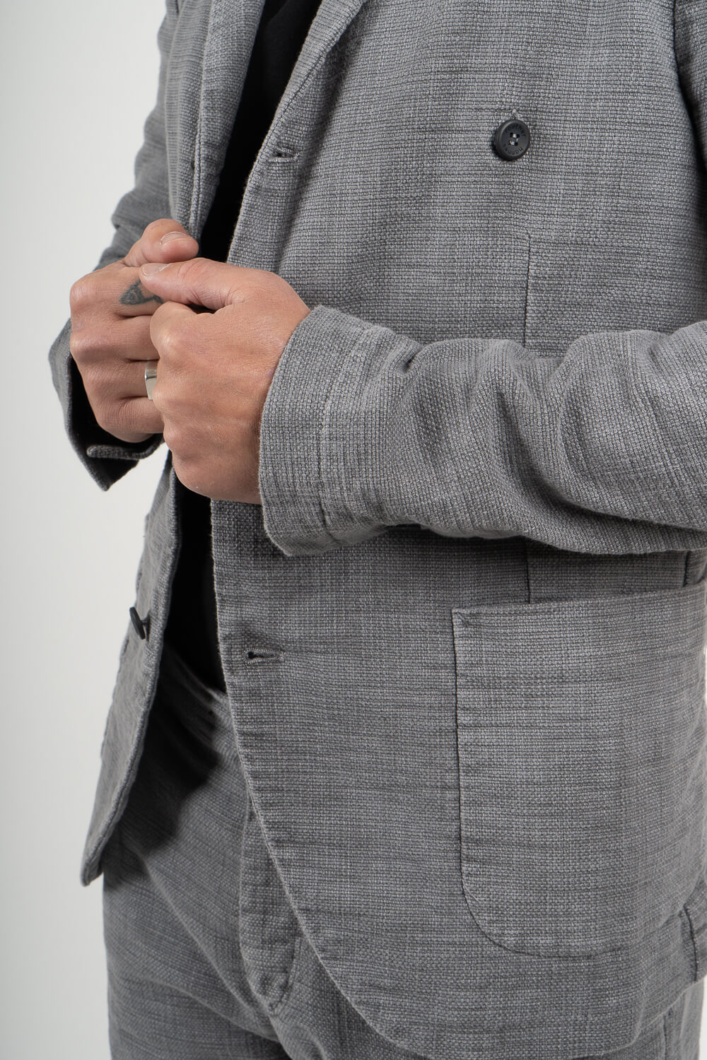 Mandarin Collar Blazer Grey