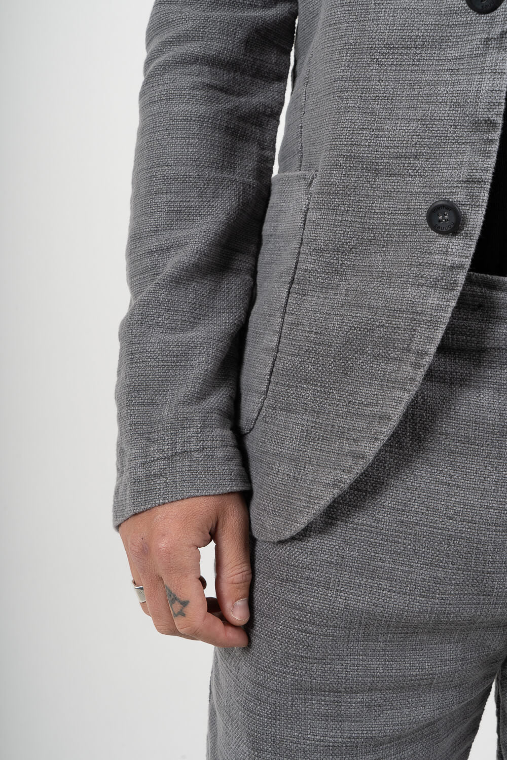 Mandarin Collar Blazer Grey
