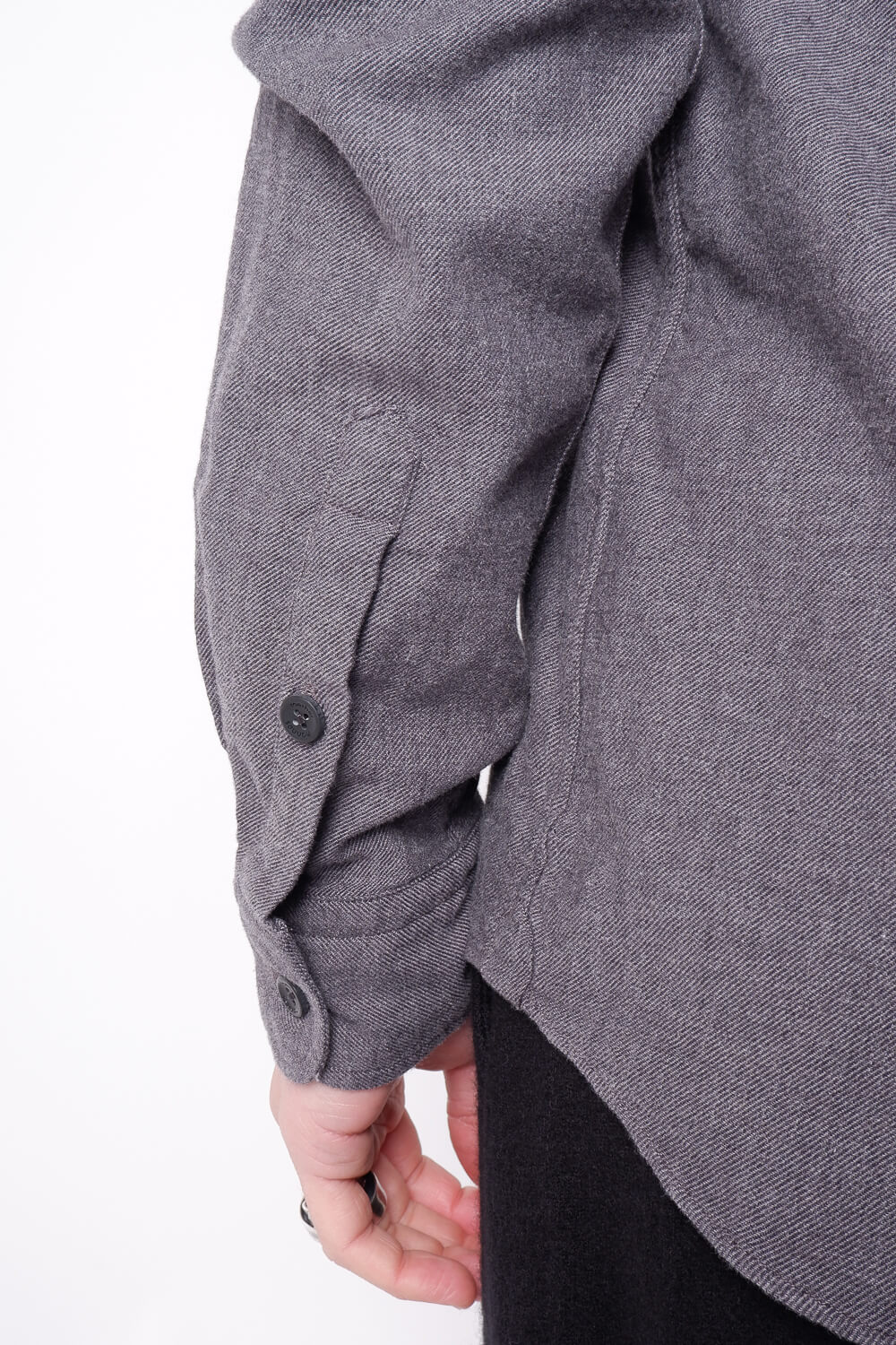 Mandarin Collar Button-Up Shirt Grey