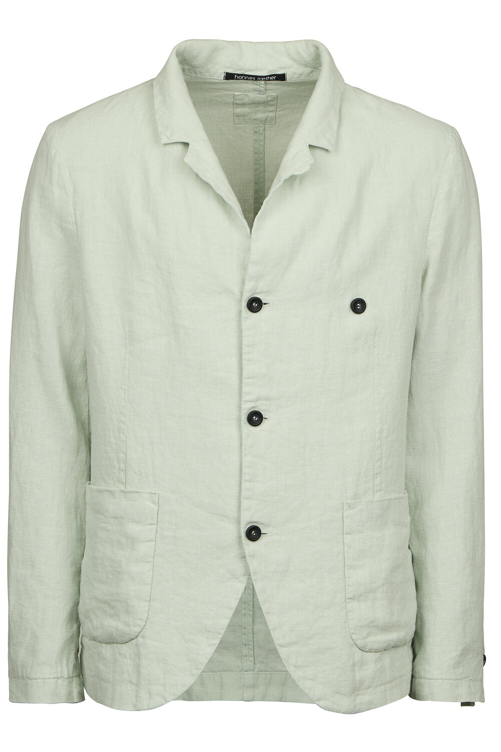 Mandarin Collar Front Pocket Linen Blazer Matcha