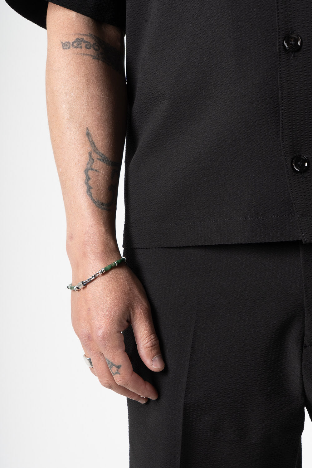 Micky Seersucker Button-Up S/S Shirt Black