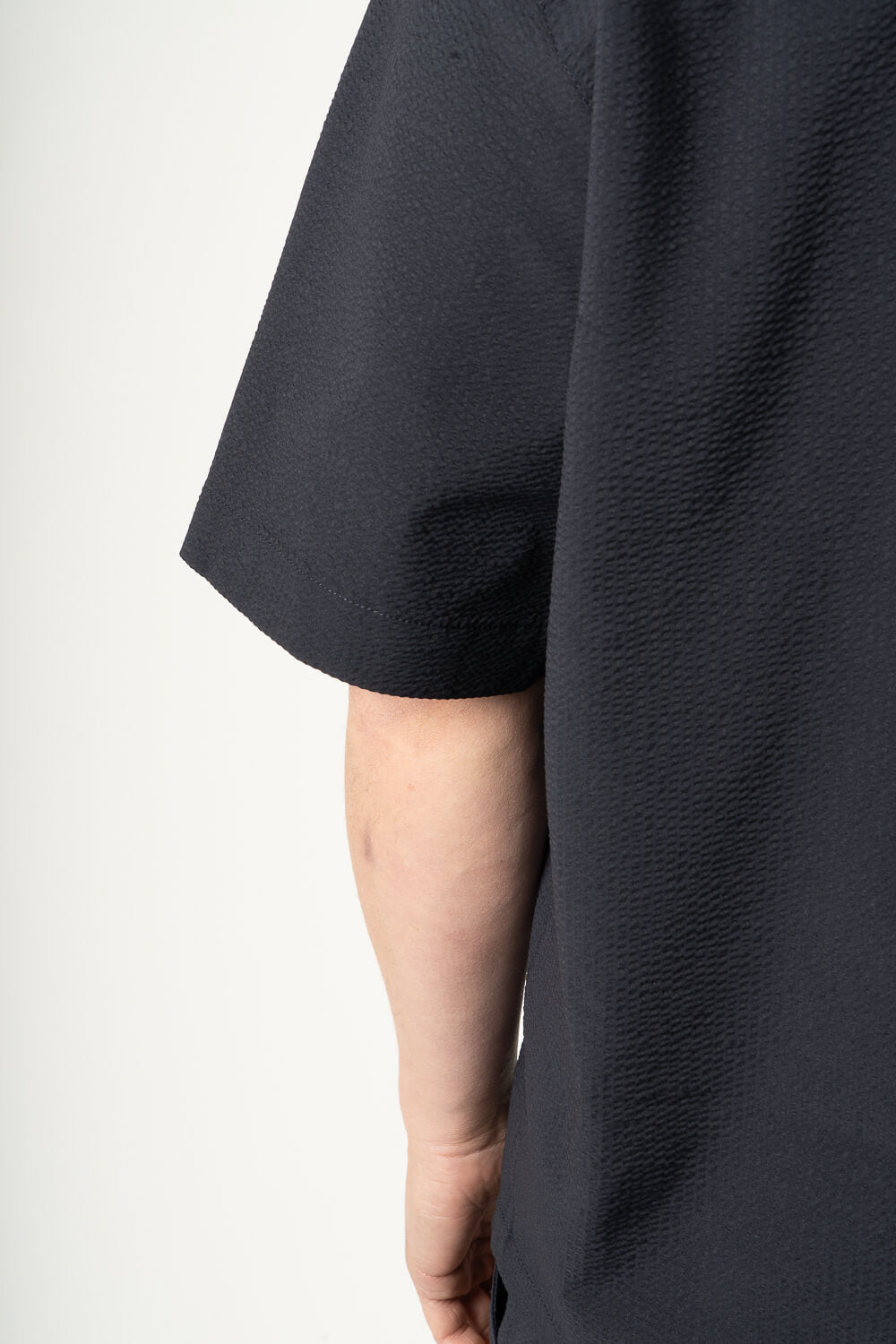 Micky Seersucker Button-Up S/S Shirt Navy Blue