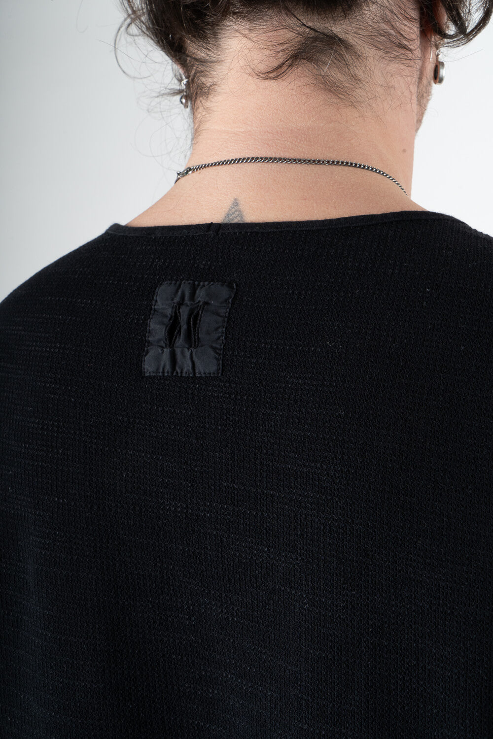 Micro Waffle Cotton T-Shirt Black