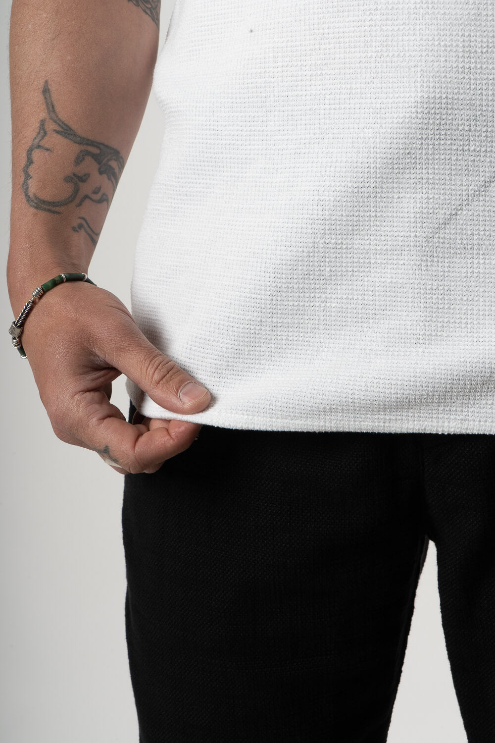 Micro Waffle Cotton T-Shirt White
