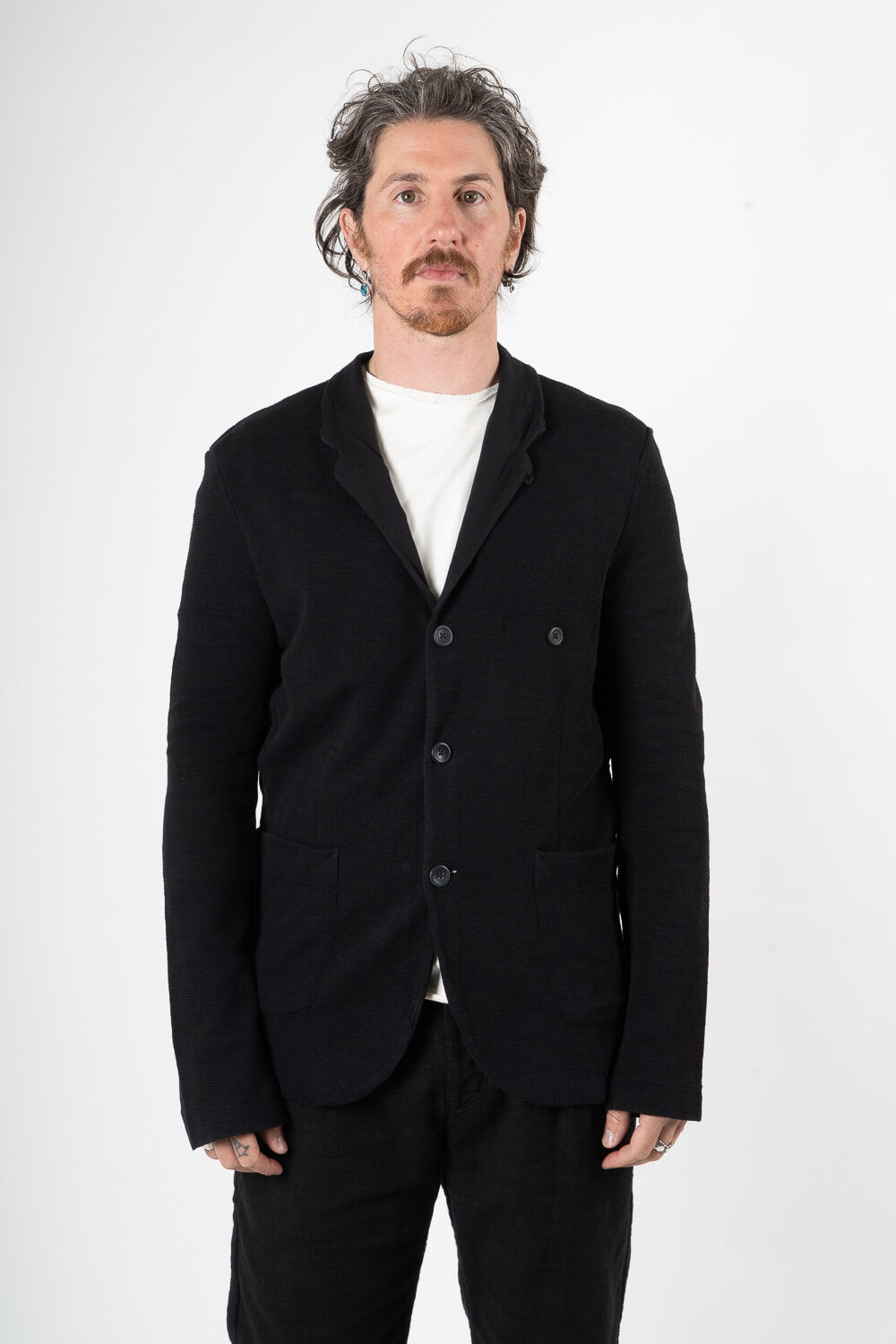 Micro Waffle Front Pocket Blazer Black