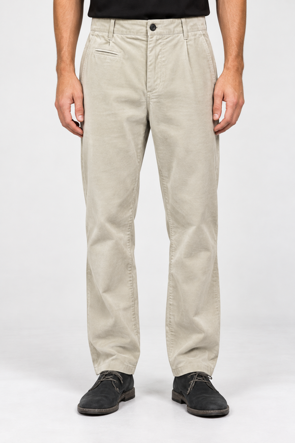 Regular Fit Moleskin Trousers Cream
