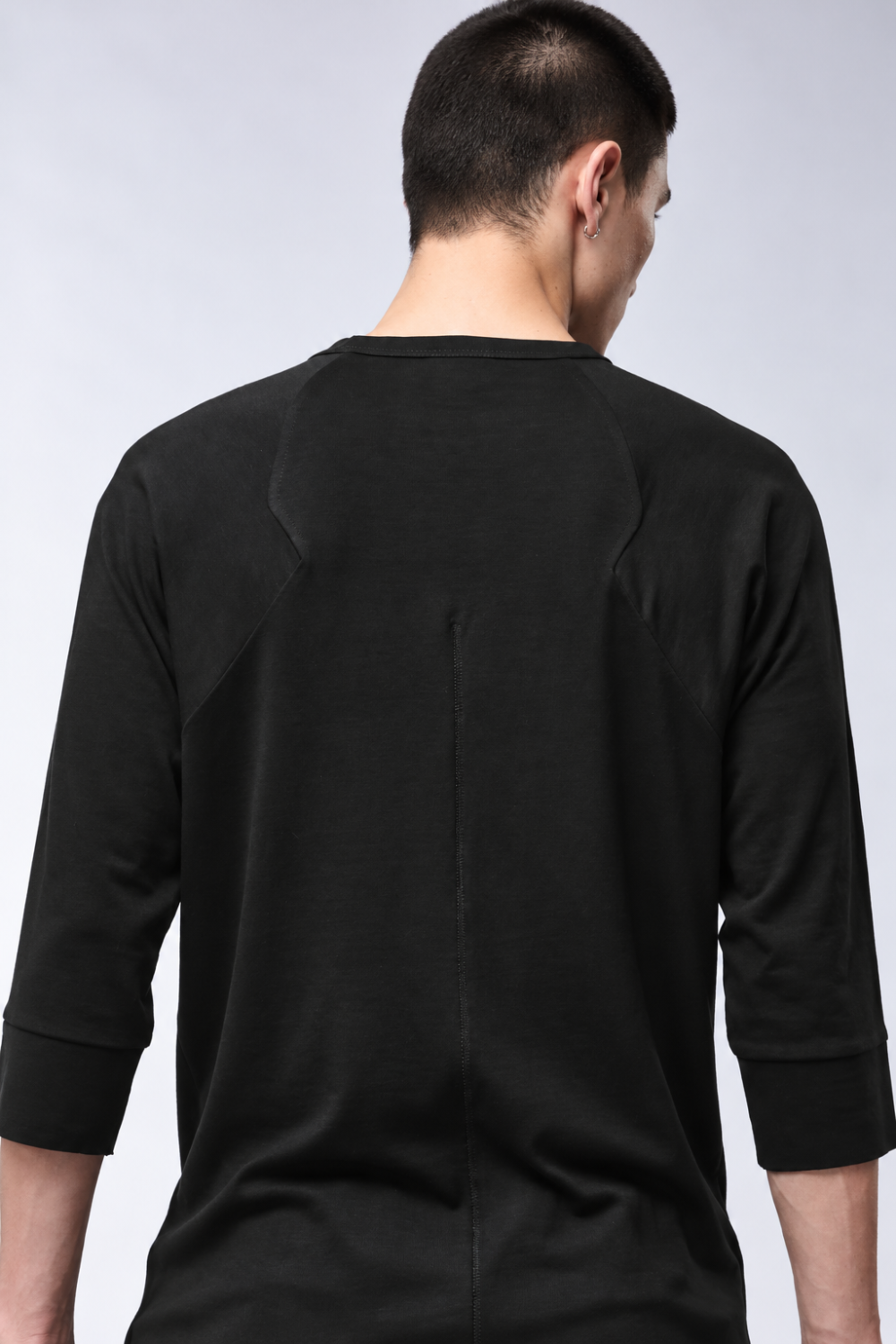 M TS 978 Cotton Round Neck 3/4 Sleeve T-Shirt Black