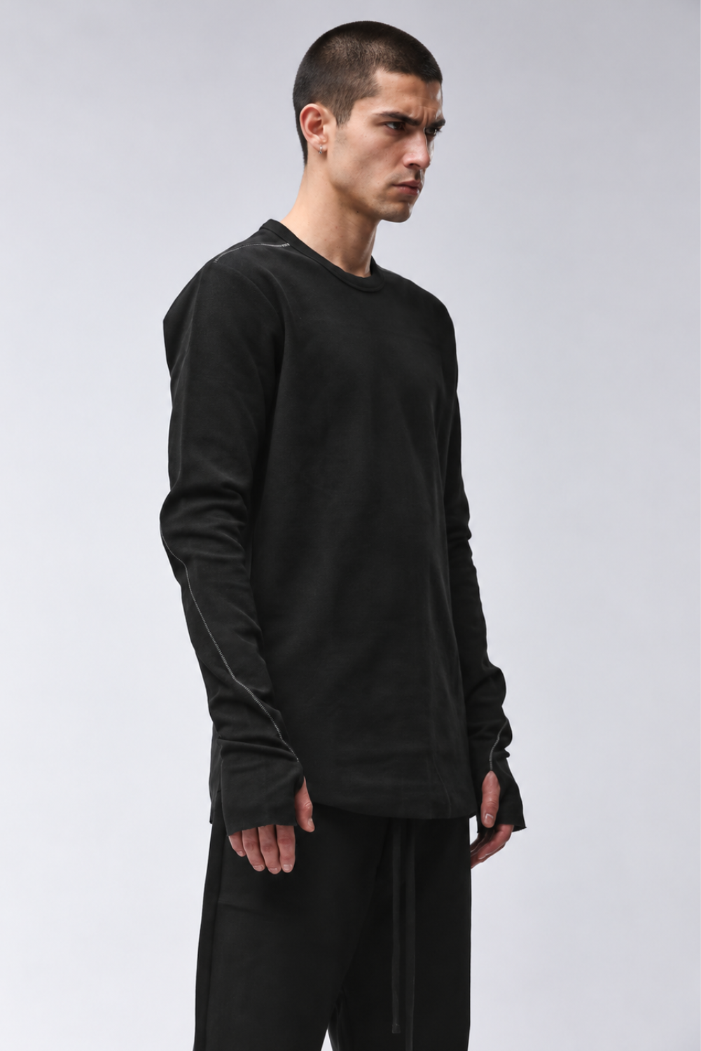 M TS 1001 Cotton Blend Long-Sleeve Sweatshirt Black