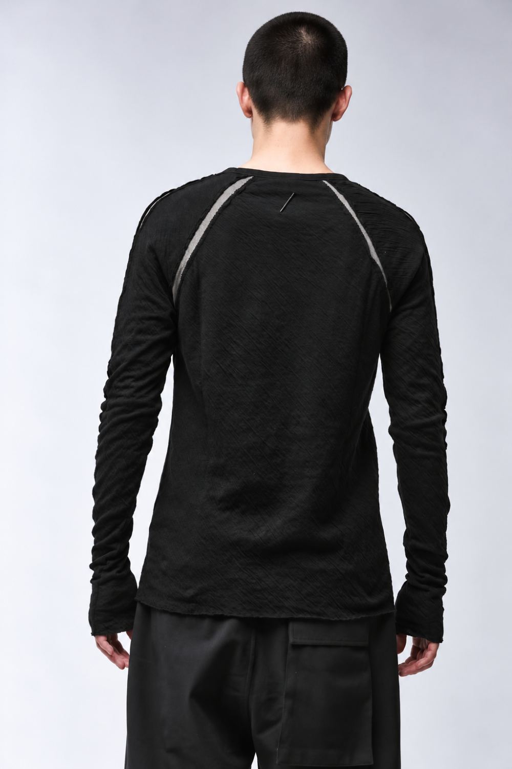 M TS 982 Cotton Long-Sleeve T-Shirt W/ Hem Detail Black