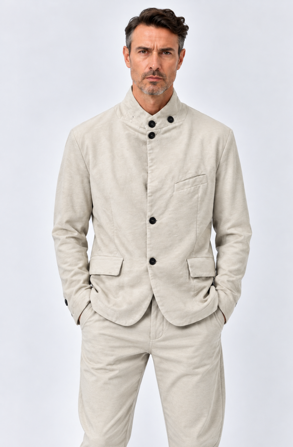 Moleskin Button-Up Jacket Cream