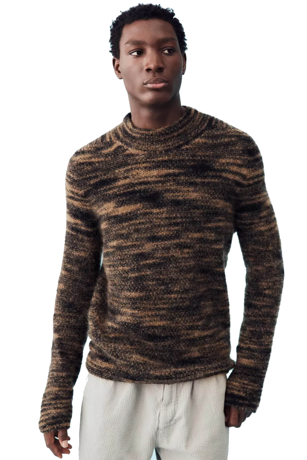 Mohair Stripe Design Sweater Brown/Black