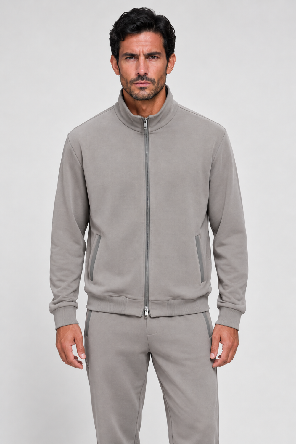 Italian Model Zip-Up Tracksuit Jacket Grey