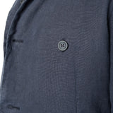 Linen Mandarin Collar Blazer Navy