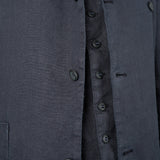 Linen Mandarin Collar Blazer Navy