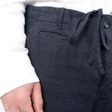 Drawstring Linen Trousers Navy