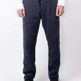 Drawstring Linen Trousers Navy