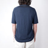 Raw Edge Linen T-Shirt Blue