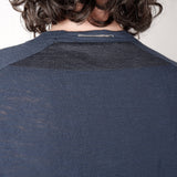 Raw Edge Linen T-Shirt Blue