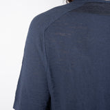 Raw Edge Linen T-Shirt Blue