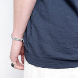 Raw Edge Linen T-Shirt Blue