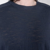 Raw Edge Linen T-Shirt Blue