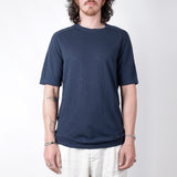 Raw Edge Linen T-Shirt Blue