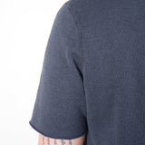 Cotton/Linen Raw Neck T-Shirt Navy