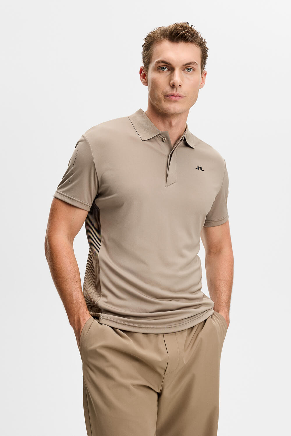 Neri Hybrid Knit Polo T-Shirt Taupe