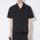 Nylon Open Collar S/S Shirt Black