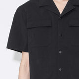 Nylon Open Collar S/S Shirt Black